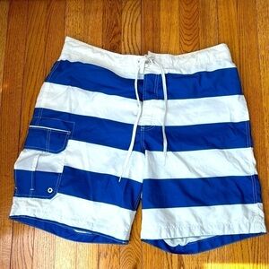 Merona Blue and White Mens Swim Trunks Swimsuit Size XL 40/42